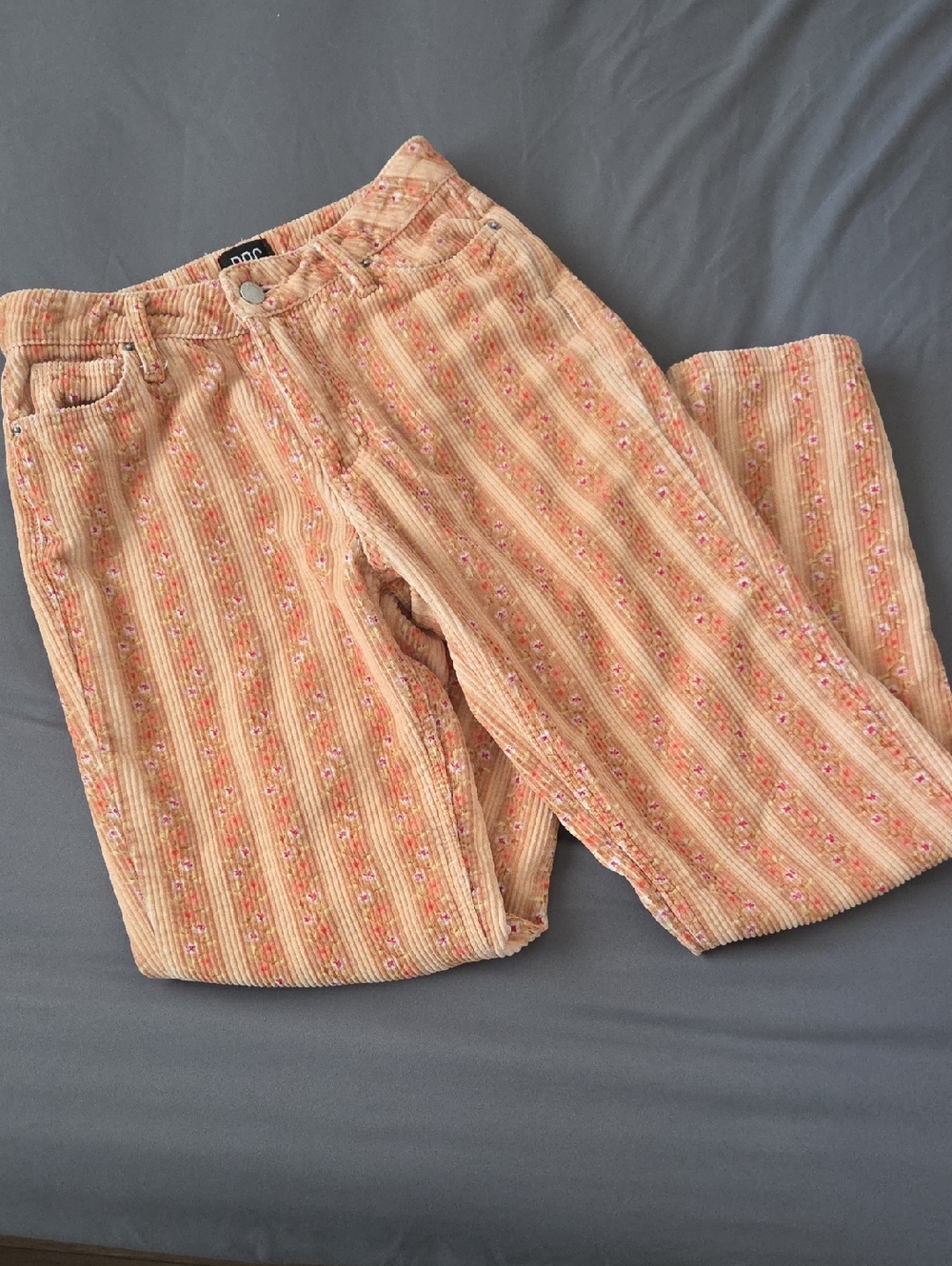 BDG Floral Peach Corduroy Mom High-Rise Jeans